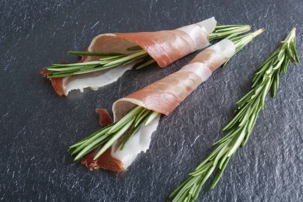 Prosciutto Jamon Fundo Pedra — Fotografia de Stock