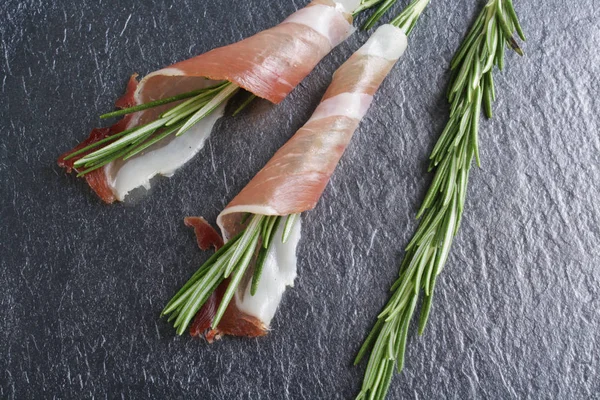 Prosciutto Jamon Fundo Pedra — Fotografia de Stock