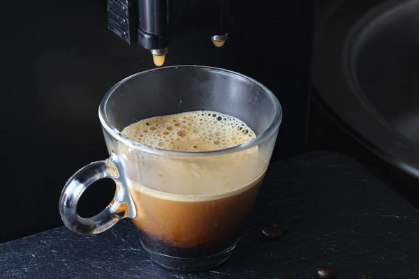 Vaso Café Sobre Fondo Piedra Máquina Café — Foto de Stock