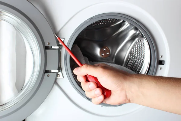 Washing Machine Screwdriver Key Repair Hand — Stock Photo, Image