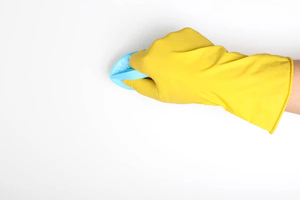 Yellow Glove Brush Blue Cleaning Clean — Stock Photo, Image