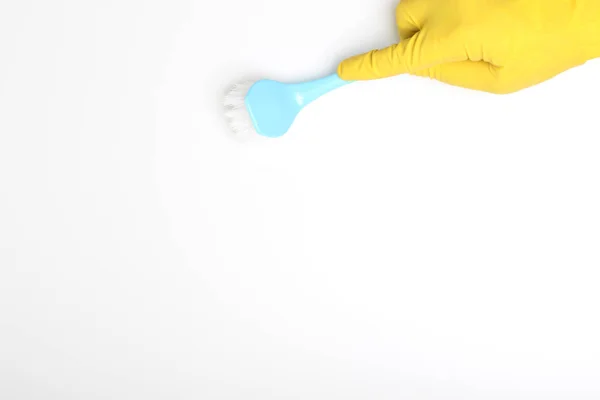 Yellow Glove Brush Blue Cleaning Clean — Stock Photo, Image