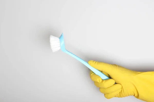 Yellow Glove Brush Blue Cleaning Clean — Stock Photo, Image