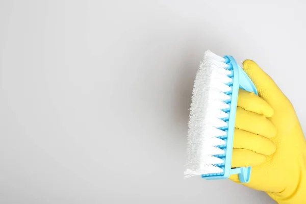 Yellow Glove Brush Blue Cleaning Clean — Stock Photo, Image