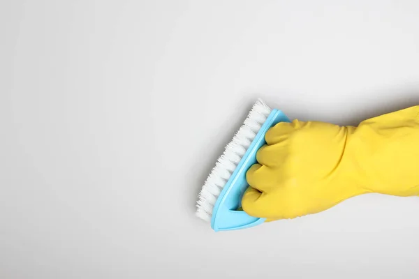 Yellow Glove Brush Blue Cleaning Clean — Stock Photo, Image