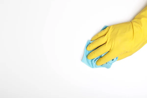 Blue Rag Rękawice Żółty Czyszczenia — Zdjęcie stockowe