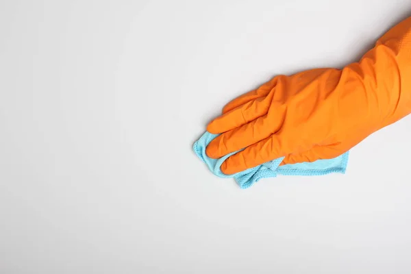 Orangefarbener Handschuh Und Blauer Lappen — Stockfoto