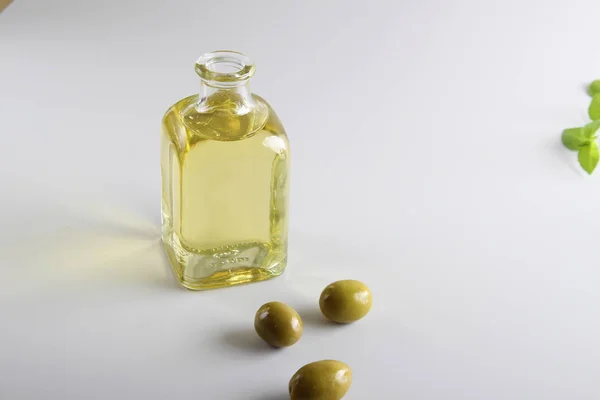 Aceite Oliva Botella Vidrio — Foto de Stock