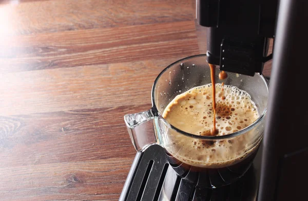 coffee glass espresso coffee machine wooden background