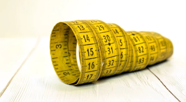 Weight loss, diet concept, measuring tape banner — Stock Photo, Image
