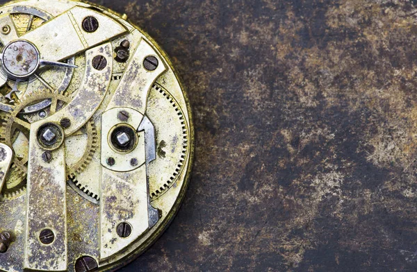 Vintage business clock close-up, mecanismo de tiempo con engranajes de metal — Foto de Stock