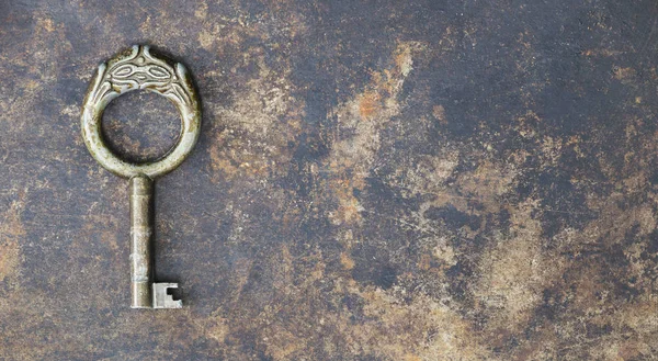 Antique key, escape room concept, web banner