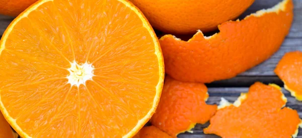 Fresh Healthy Juicy Half Orange Tangerine Wooden Background Vitamin Concept — Stock Photo, Image