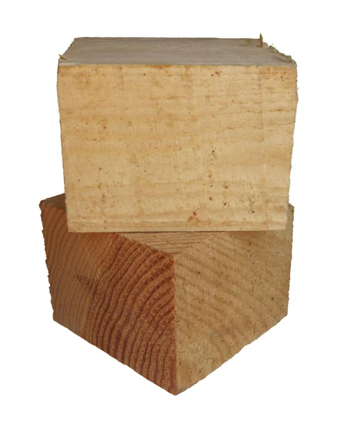 Drewniane Klocki Białym Tle Zawiera Ścieżkę Przycinającą — Zdjęcie stockowe