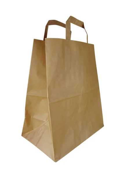 Sac Provisions Papier Isolé Sur Fond Blanc Chemin Coupe Inclus — Photo