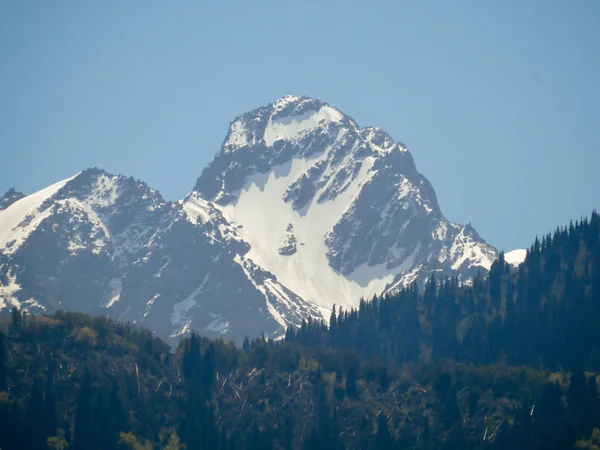 Zailiysky 山峰位于哈萨克斯坦阿拉木图附近的天山脊 Alatau 北斜坡上 — 图库照片
