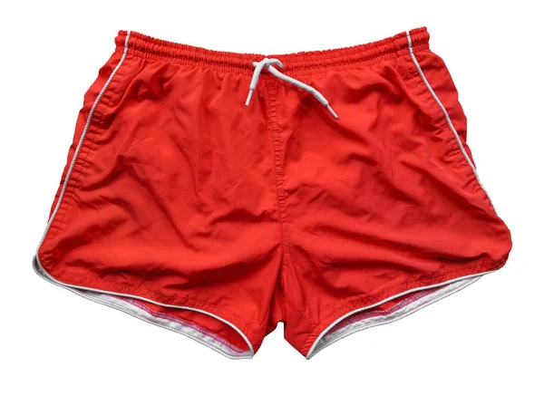 Red swimming shorts isolated on white with Clipping Path