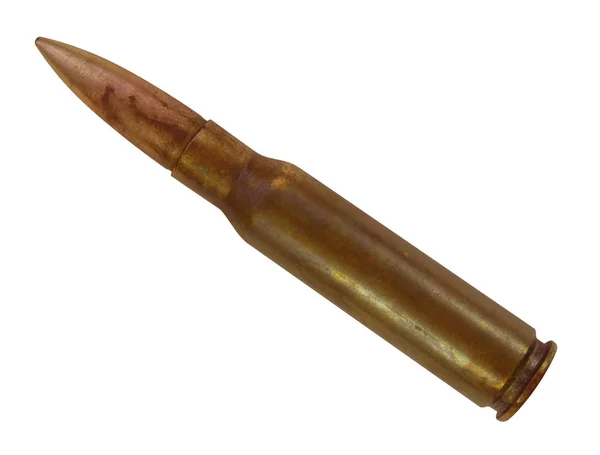 Vojenské Bullet Izolované Bílém Pozadí Ořezovou Cestou — Stock fotografie