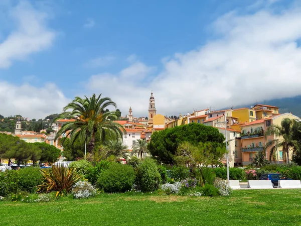 Menton Frankrijk Juni 2018 Uitzicht Oude Stad Menton Een Klein — Stockfoto