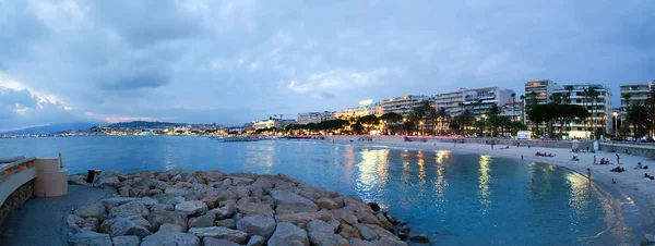 Cannes France June 2018 Night View Cannes Beach — Stock Photo, Image