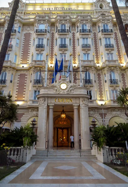 Cannes France June 2018 Front Entrance View Famous Carlton International — Stock Photo, Image