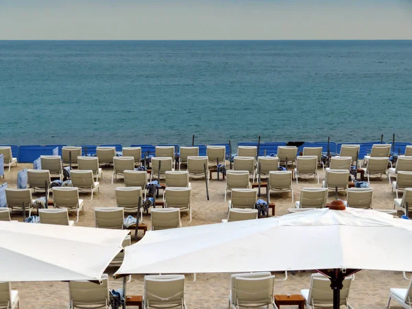 Plaża Publiczna Końcu Promenade Croisette Cannes Francja — Zdjęcie stockowe
