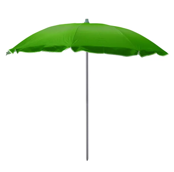 Green Beach Umbrella Isolated White Clipping Path Included — Stock Photo, Image