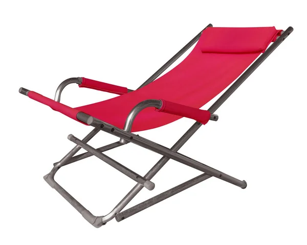 Chaise Longue Rouge Isolée Sur Blanc Chemin Coupe Inclus — Photo