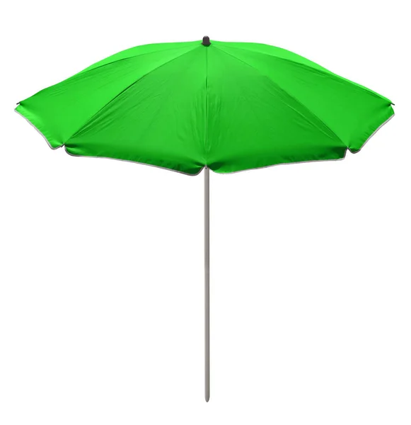 Green Beach Umbrella Isolated White Clipping Path Included — Stock Photo, Image