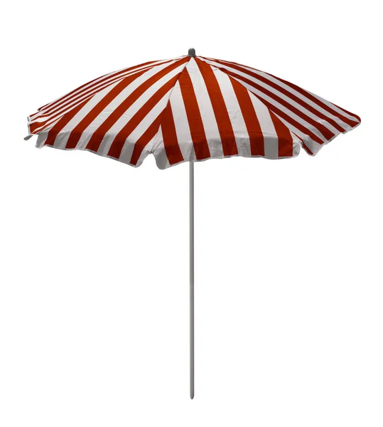 沙滩伞-红色-白色条纹 — 图库照片