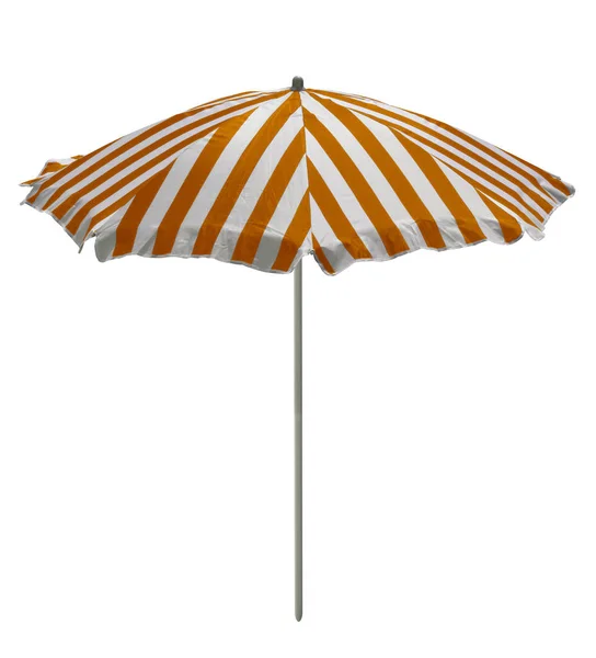 Оранжево Белый Полосатый Пляжный Зонтик Изолированный Белом Путь Обрезки Включен — стоковое фото
