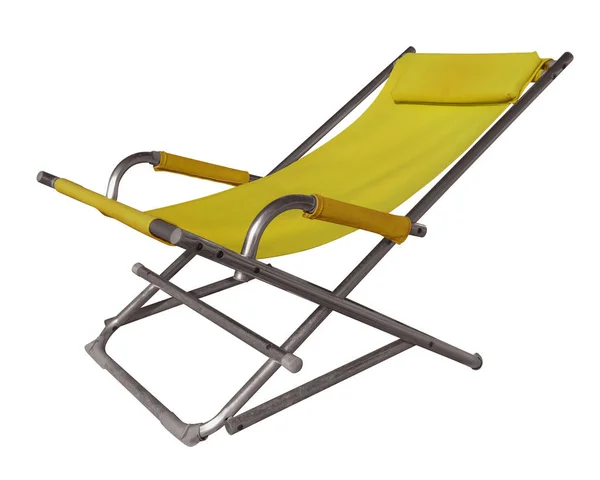 Yellow Chaise Lounger Isolated White Clipping Path Included — Stock Photo, Image