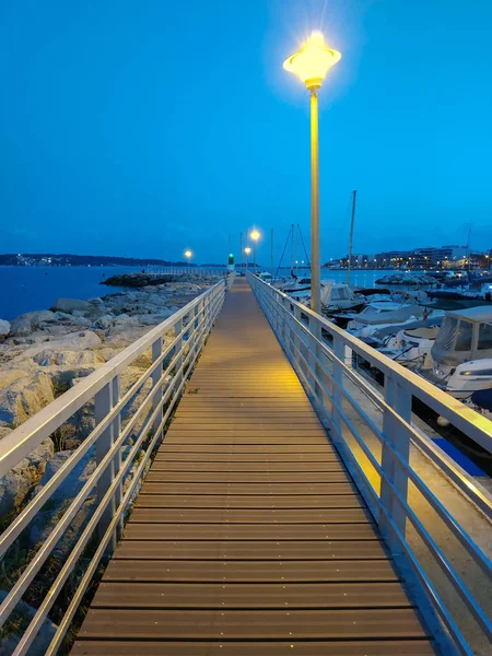 Pasarela Madera Mar Cannes Francia — Foto de Stock