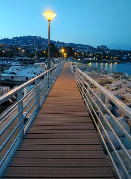 Pasarela Madera Mar Cannes Francia — Foto de Stock