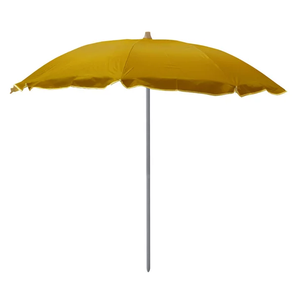 Yellow Beach Umbrella Isolated White Clipping Path Included — Stock Photo, Image