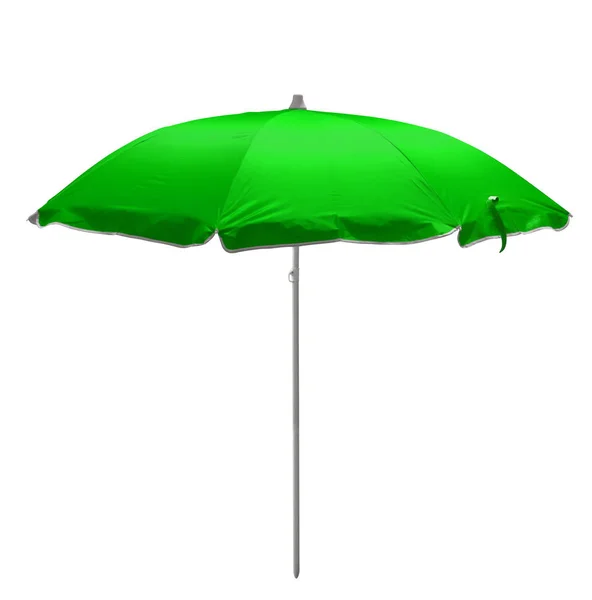 Parapluie Plage Vert Isolé Sur Blanc Chemin Coupe Inclus — Photo