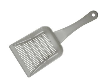 Beyaz arka plan üzerinde izole tuvalet için beyaz plastik kepçe. Kırpma yolu dahil.