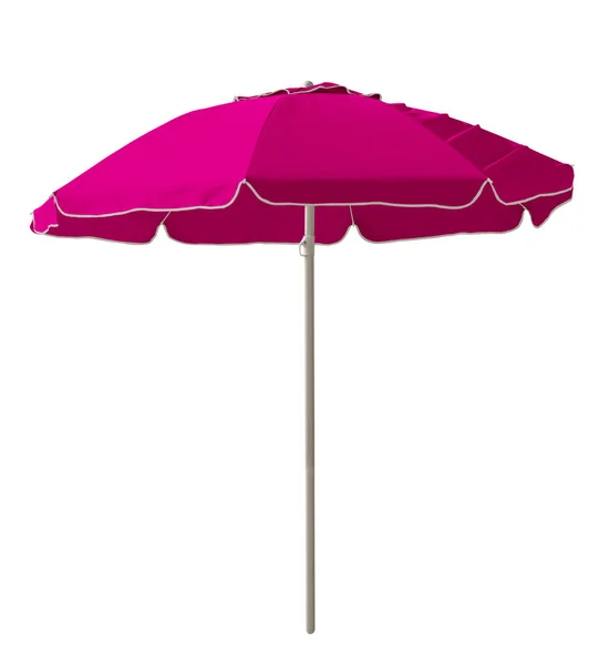 Parapluie Plage Rose Isolé Sur Blanc Chemin Coupe Inclus — Photo