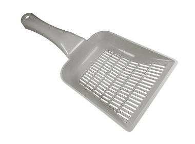Beyaz arka plan üzerinde izole tuvalet için beyaz plastik kepçe. Kırpma yolu dahil.