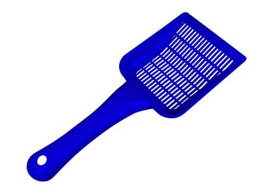 Beyaz arka plan üzerinde izole tuvalet için mavi plastik kepçe. Kırpma yolu dahil.