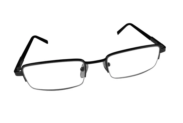 Fekete Szemüveg Elkülönített Vágógörbével Fehér Alapon — Stock Fotó