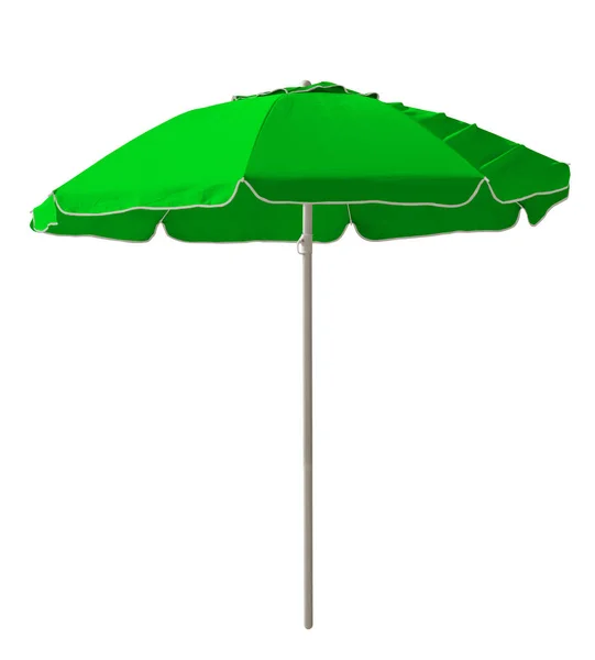 Зеленый Пляжный Зонтик Изолирован Белом Путь Обрезки Включен — стоковое фото