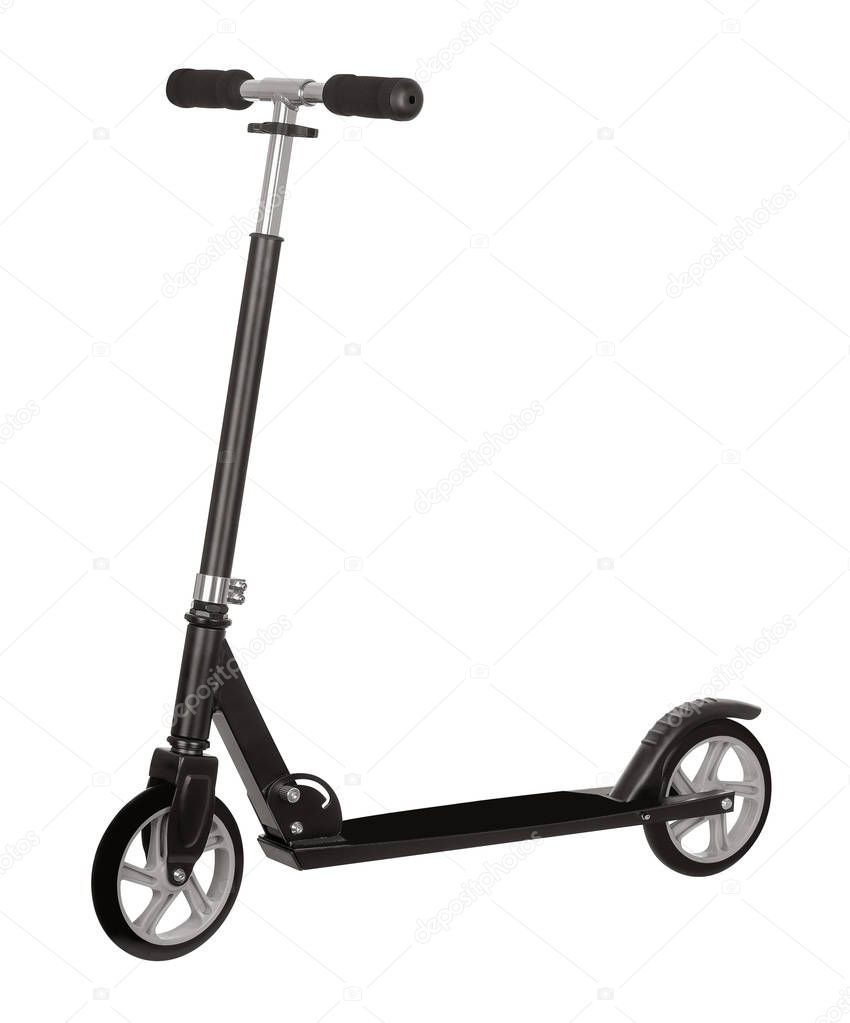 Black scooter isolated on a white background with clipping path.