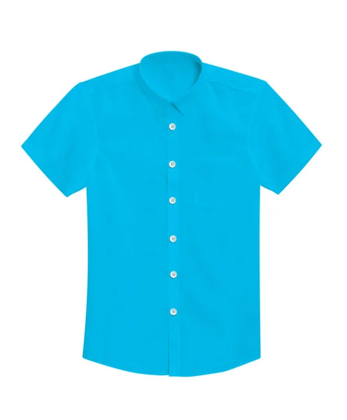 Blå Skjorta Isolerad Vit Bakgrund Med Urklippsbana — Stockfoto