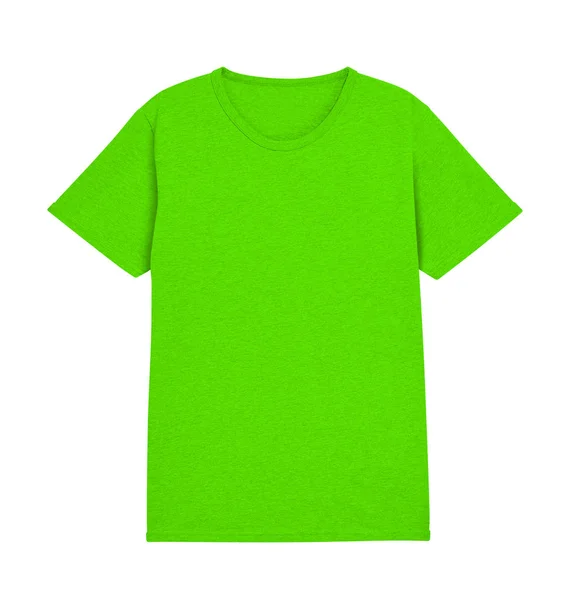 Prázdné Zelené Tričko Izolovaných Bílém Pozadí Ořezovou Cestou — Stock fotografie