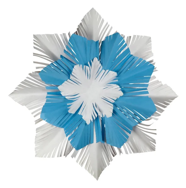 White Blue Paper Snowflake Isolated White Background Clipping Path — Stock Photo, Image