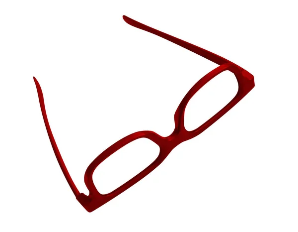 Lunettes Rouges Isolées Sur Fond Blanc Avec Chemin Coupe — Photo