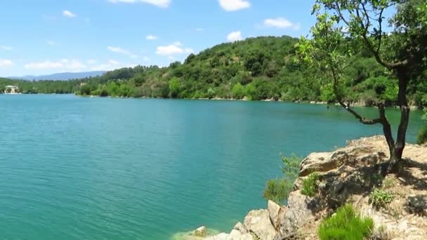 Lake Cassien South France Beautiful Blue Sky Water — Stock Video