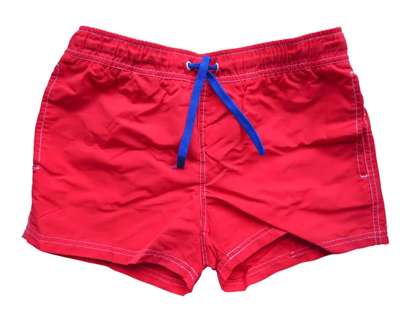 Red Sports Shorts Isolated White Background Clipping Path Included — Stock Photo, Image