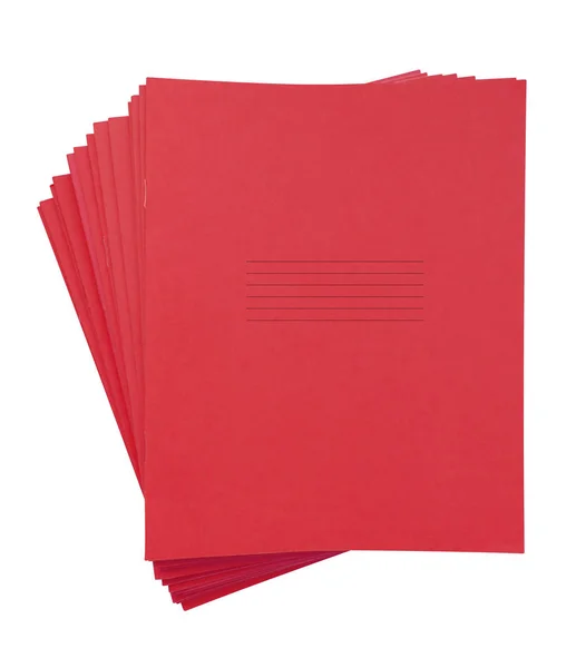 Stapel Roter Notizbücher Isoliert Auf Einem Weißen Schneidpfad Inklusive — Stockfoto